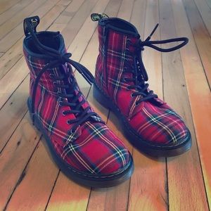 Kids size 3 Dr. Martens plaid boots